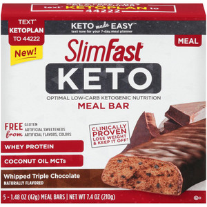 SlimFast Keto Meal Replacement Bar Whipped Triple Chocolate -- 5 Pack