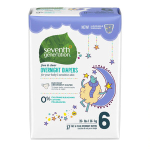 Seventh Generation, Sensitive Protection Diapers, Size 6, 35+ lbs, 17 Diapers,Seventh Generation, Sensitive Protection Diapers, Size 6, 35+ lbs, 17 Diapers