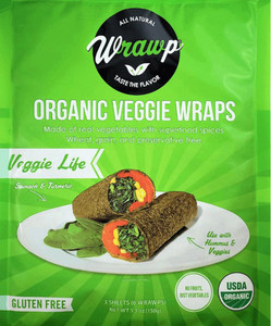 3 PACK OF WrawP Organic Veggie Wraps - Veggie Life Spinach & Turmeric -- 3 Wraps