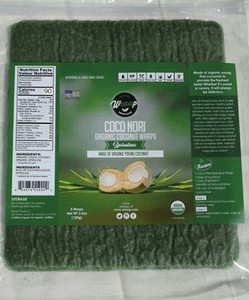 3 PACK OF WrawP Coco Nori Organic Coconut Wraps Spirulina -- 5 Wraps