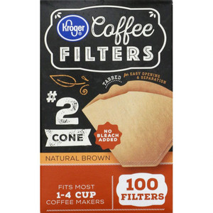 3 PACK OF Kroger Cone Coffee Filters No. 2 for 1-4 Cup Coffee Makers Natural Brown -- 100 Filters