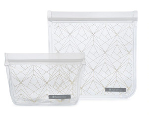 3 PACK OF Full Circle Reuseable Lunch Bag Set Gold Geo -- 2 Bags