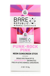 3 PACK OF Bare Republic Mineral Neon Sunscreen Stick SPF 50 Punk Rock Pink -- 0.3 oz