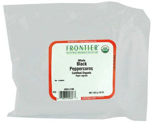 Frontier Natural Products Whole Organic Black Peppercorns -- 16 oz