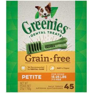 Greenies Grain Free Petite Dog Dental Treats -- 45 Treats