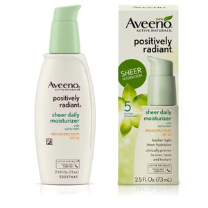 Aveeno Positively Radiant Sheer Daily Moisturizer with Sunscreen SPF 30 -- 2.5 fl oz
