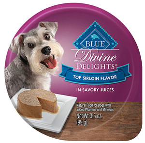 Blue Buffalo Divine Delights Natural Food in Savory Juices For Dogs Small Breed Top Sirloin -- 3.5 oz Each / Pack of 12