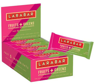 Larabar Fruits + Greens Food Bar Gluten Free Strawberry Spinach Cashew -- 15 Bars