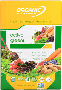 Organic Food Bar Raw Active Greens -- 12 Bars
