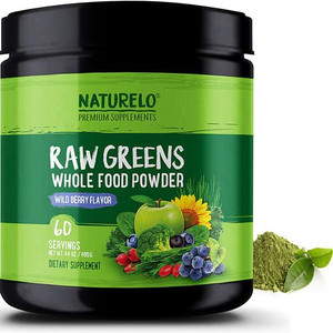 NATURELO Raw Greens Whole Food Powder Wild Berry -- 44 oz
