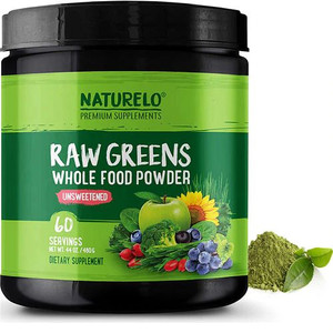NATURELO Raw Greens Whole Food Powder Unsweetened -- 44 oz