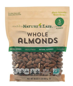 3 PACK of Natures Eats Whole Almonds -- 16 oz