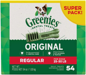 Greenies Dental Chews Regular Dental Treats Original -- 54 Dog Treats