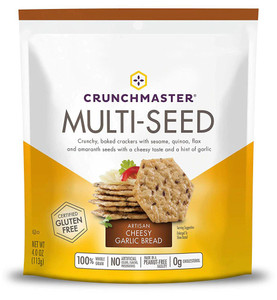3 PACK of Crunch Master Multi-Seed Crackers Artisan Cheesy Garlic Bread -- 4 oz