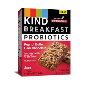 Kind Breakfast Probiotics Bar Peanut Butter Dark Chocolate -- 4 Pack