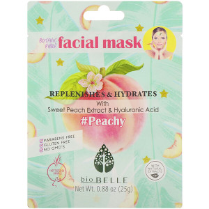 3 PACK of Biobelle, Botanic Fiber Facial Mask, Replenishes & Hydrates, #Peachy, 1 Sheet, 0.88 oz (25 g)