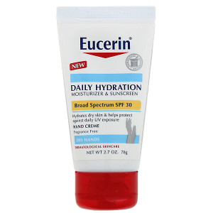 3 PACK of Eucerin, Daily Hydration Hand Creme, Moisturizer & Sunscreen, SPF 30, Fragrance Free , 2.7 oz (78 g)