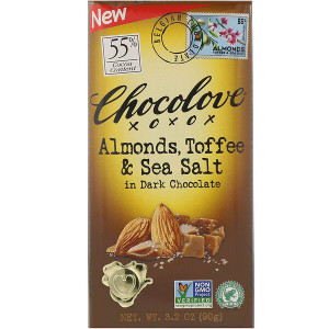 3 PACK of Chocolove, Almonds, Toffee & Sea Salt in Dark Chocolate, 3.2 oz (90 g)