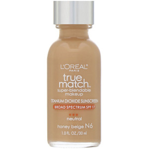 L'Oreal, True Match Super-Blendable Makeup, N6 Honey Beige, 1 fl oz (30 ml)