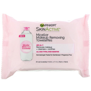 3 PACK of Garnier, SkinActive, Micellar Makeup Removing Towelettes, All-In-1, 25 Wet Towelettes