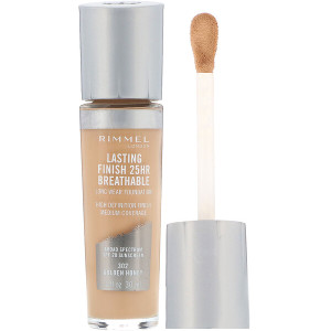 3 PACK of Rimmel London, Lasting Finish 25HR Breathable Long Wear Foundation, 302 Golden Honey, 1 fl oz (30 ml)