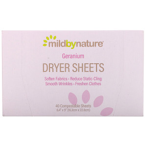 <img alt="Mild By Nature, Dryer Sheets, Geranium, 40 Compostable Sheets" title="Mild By Nature, Dryer Sheets, Geranium, 40 Compostable Sheets,898220016426"