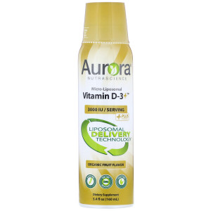 Aurora Nutrascience, Micro-Liposomal Vitamin D-3+, Organic Fruit Flavor, 3,000 IU,  5.4 fl oz (160 ml)