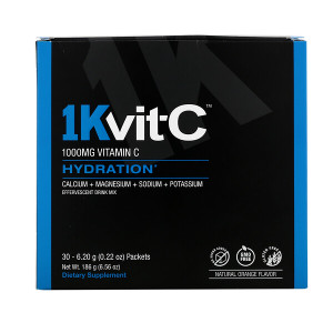 1Kvit-C, Vitamin C, Hydration, Effervescent Drink Mix, Natural Orange Flavor, 1,000 mg, 30 Packets, 0.22 oz (6.20 g) Each