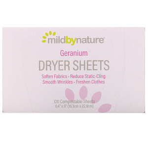 <img alt="Mild By Nature, Dryer Sheets, Geranium, 120 Compostable Sheets" title="Mild By Nature, Dryer Sheets, Geranium, 120 Compostable Sheets,898220016440"