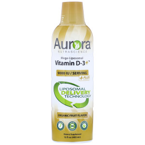 Aurora Nutrascience, Mega-Liposomal Vitamin D3, Organic Fruit Flavor, 9,000 IU, 16 fl oz (480 ml)?