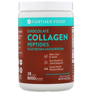 Further Food, Chocolate Collagen Peptides Plus Reishi Mushroom, Dark Chocolate, 11 oz (312 g)