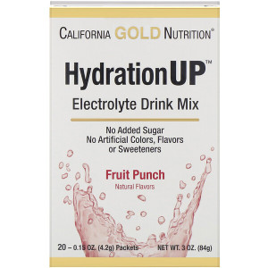 California Gold Nutrition, HydrationUP, Electrolyte Drink Mix, Fruit Punch, 20 Packets, 0.15 oz (4.2 g) Each