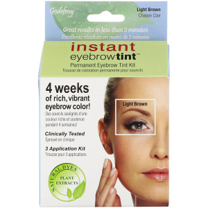 Godefroy, Instant Eyebrow Tint, Permanent Eyebrow Tint Kit, Light Brown, 3 Application Kit