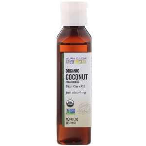 3 PACK of Aura Cacia, Organic Skin Care Oil, Coconut Oil, Fractionated, 4 fl oz (118 ml)