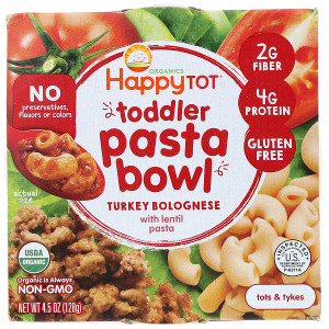 3 PACK of Happy Family Organics, Organics Happy Tot, Toddler Pasta Bowl, Turkey Bolognese, 4.5 oz (128 g)