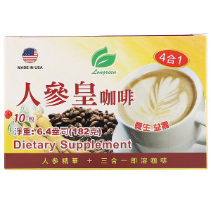 3 PACK of Longreen, 4 in 1 Ginseng Coffee, 10 Sachets, 6.4 oz (182 g)
