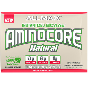 3 PACK of ALLMAX Nutrition, Aminocore Natural, Instantized BCAAs, Cranberry Apple, 10.5 g (0.37 oz)
