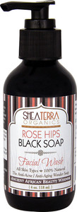Shea Terra Organics Facial Wash Rose Hips Black Soap -- 4 oz