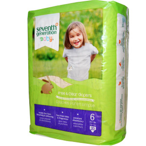 3 PACK of Seventh Generation Baby Free and Clear Diapers Stage 6: 35 plus lbs -- 20 Diapers