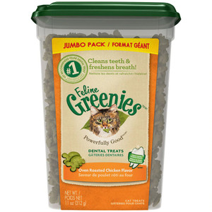 3 PACK of Greenies Feline Oven Roasted Chicken Flavor Dental Cat Treats Chicken -- 11 oz