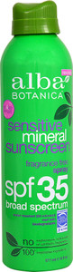 3 PACK of Alba Botanica Sensitive Mineral Sunscreen SPF 35 Fragrance Free -- 6 fl oz
