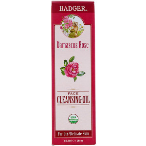 Badger Company, Organic, Face Cleansing Oil, Damascus Rose, For Dry/Delicate Skin, 2 fl oz (59.1 ml)