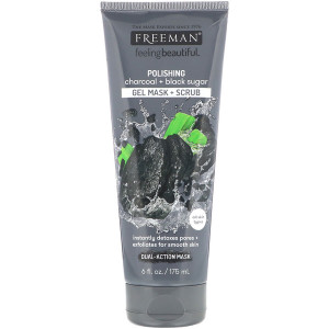 3 PACK of Freeman Beauty, Feeling Beautiful, Polishing Gel Mask + Scrub, Charcoal + Black Sugar, 6 fl oz (175 ml)
