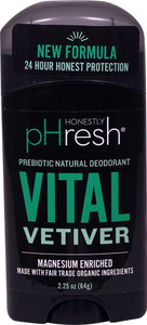 3 PACK of Honestly pHresh Prebiotic Natural Deodorant Vital Vetiver -- 2.25 oz