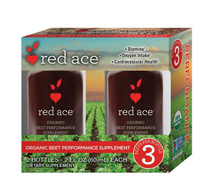 3 PACK of Red Ace Organic Beet Performance Shot -- 2 Bottles