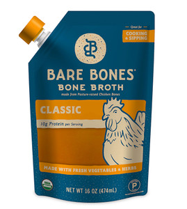 3 PACK of Bare Bones Bone Broth Paleo Organic Chicken Classic -- 16 fl oz