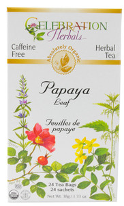 3 PACK of Celebration Herbals Organic Herbal Tea Papaya Leaf Caffeine Free -- 24 Tea Bags