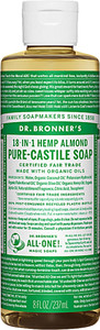3 PACK of Dr. Bronners Pure Castile Liquid Soap Almond -- 8 fl oz