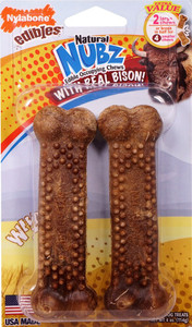 3 PACK of Nylabone Edibles Large Natural Nubz with Real Bison -- 2 Dog Treats