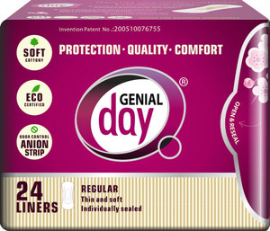3 PACK of Genial Day Feminine Liners Regular -- 24 Liners